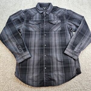 InFringement Pearl Snaps Button Up Mens Shirt Size L Black Long Sleeve Western